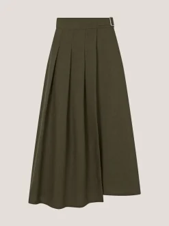 Monsoon Green Jillian Pleated Kilt Midi Skirt