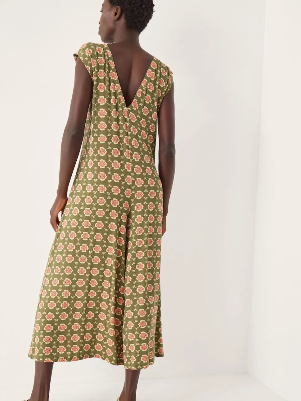 Monsoon Green Maddie Sleeveless Floral Print Jumpsuit