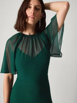 Monsoon Green Mona Angel Sleeve Maxi Dress