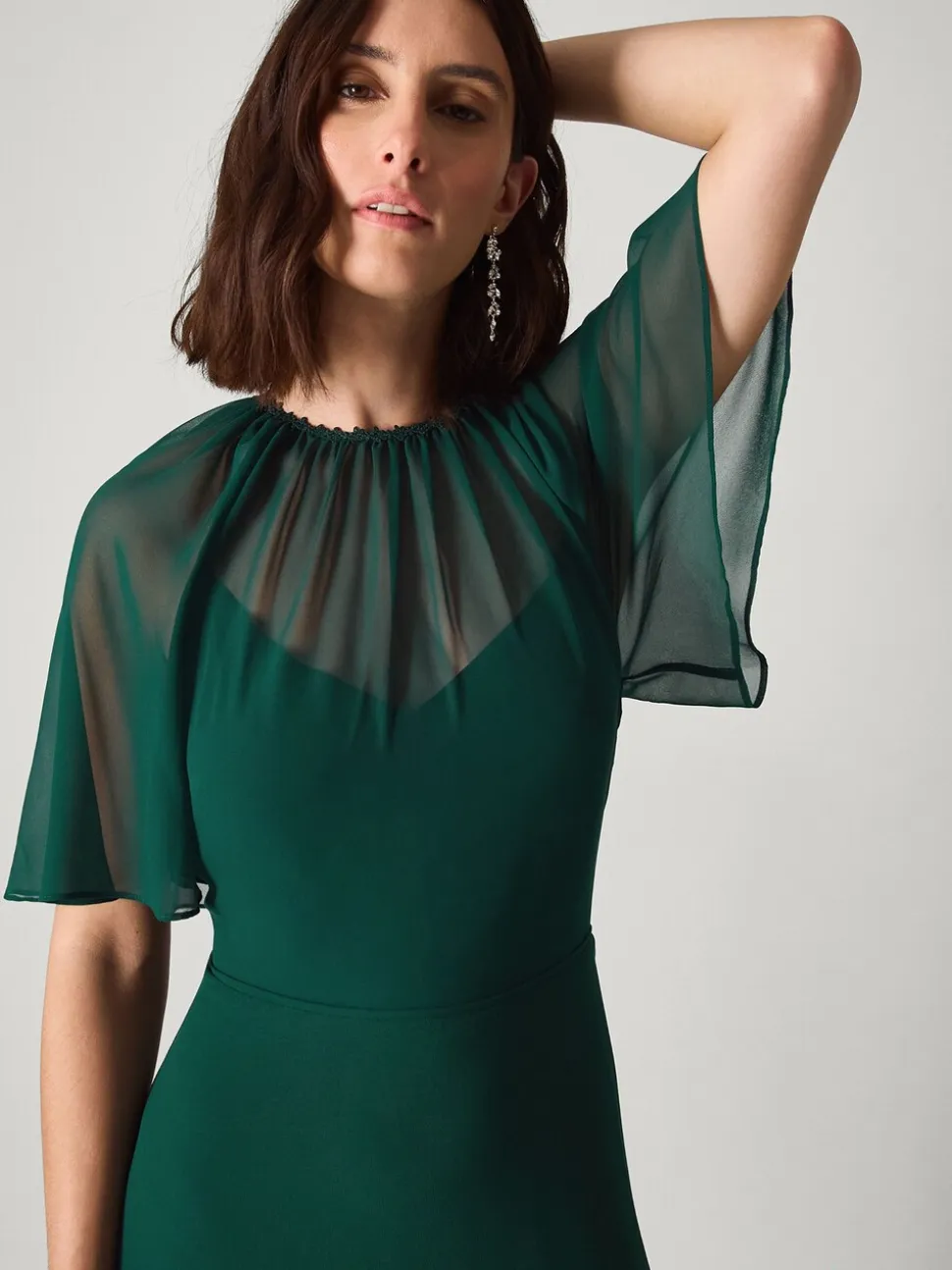 Monsoon Green Mona Angel Sleeve Maxi Dress