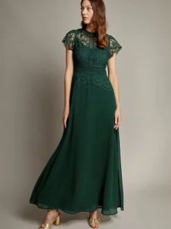 Monsoon Green Monica Lace Maxi Dress