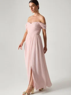 Monsoon Pink Evelyn Bardot Bridesmaid Dress