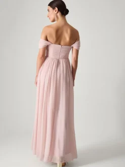 Monsoon Pink Evelyn Bardot Bridesmaid Dress