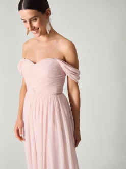 Monsoon Pink Evelyn Bardot Bridesmaid Dress