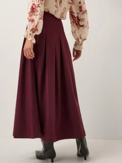Monsoon Purple Dani Pleat Midi Skirt