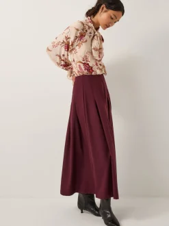 Monsoon Purple Dani Pleat Midi Skirt