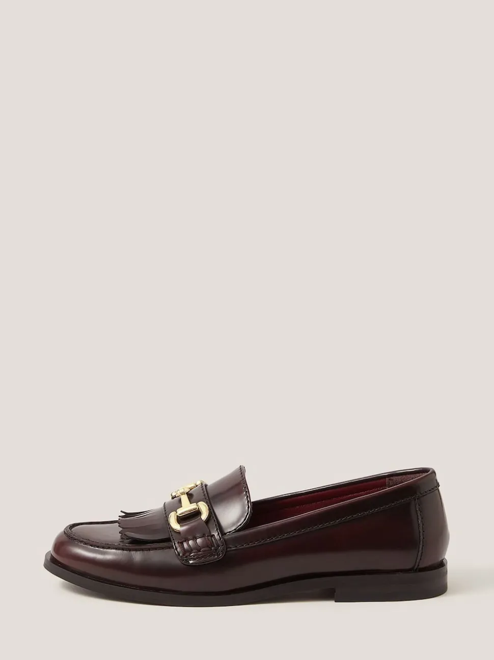 Monsoon Red Britt Fringe Leather Loafers