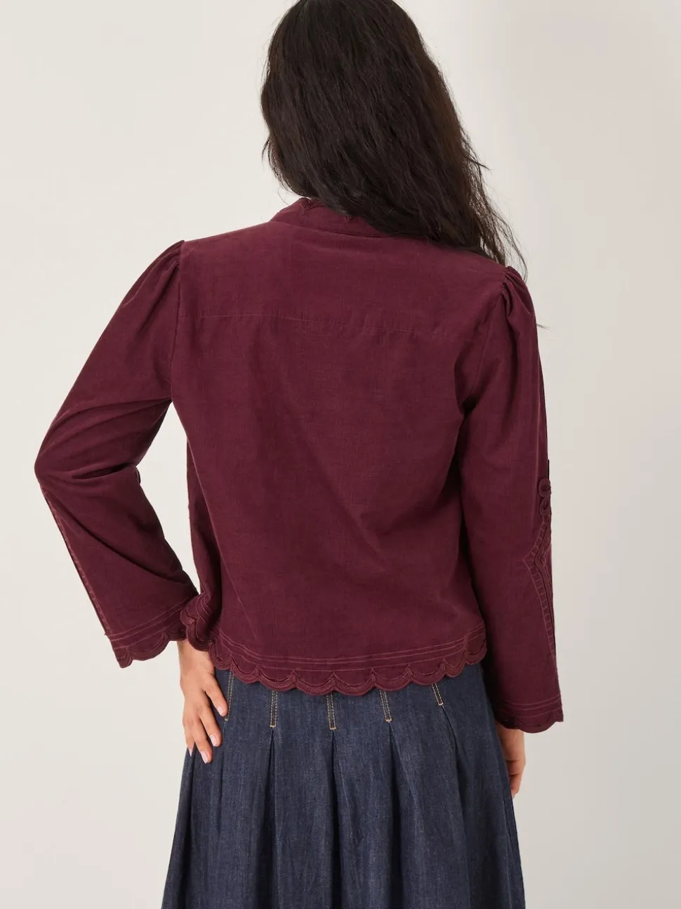 Monsoon Red Jimena Floral Corduroy Jacket