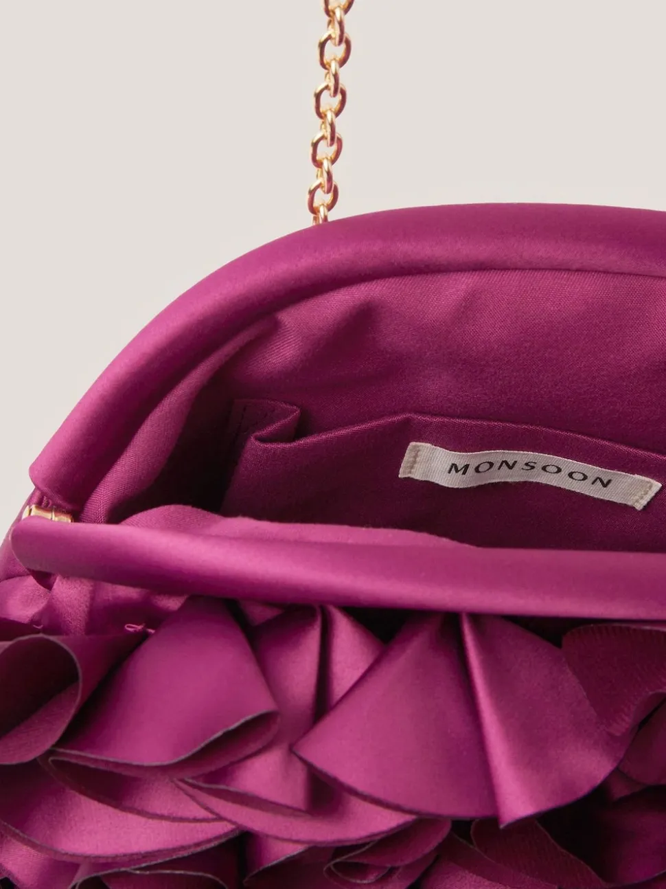 Monsoon Red Mindy Corsage Satin Clutch Bag