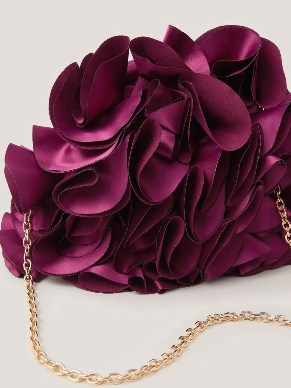 Monsoon Red Mindy Corsage Satin Clutch Bag