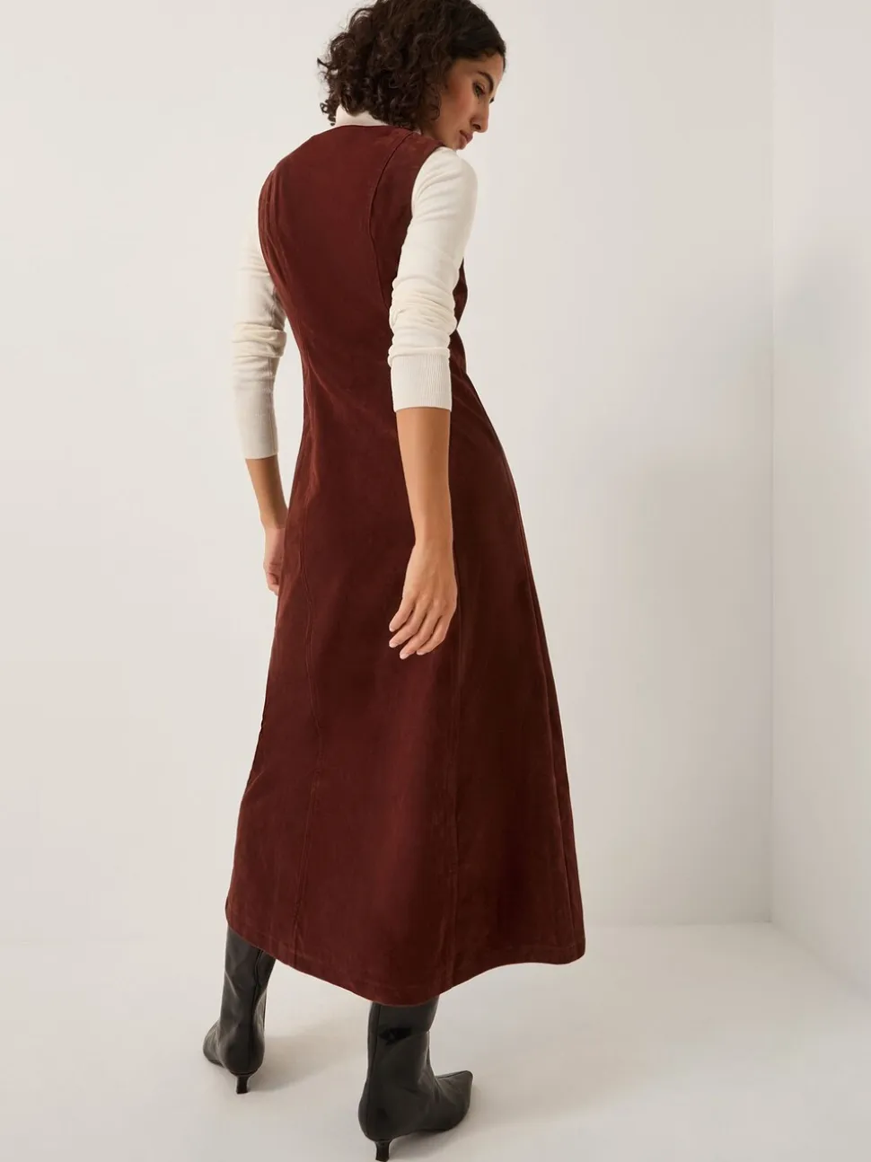 Monsoon Red Rubi Sleeveless Scallop Midi Dress