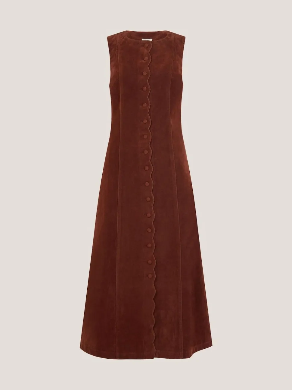 Monsoon Red Rubi Sleeveless Scallop Midi Dress