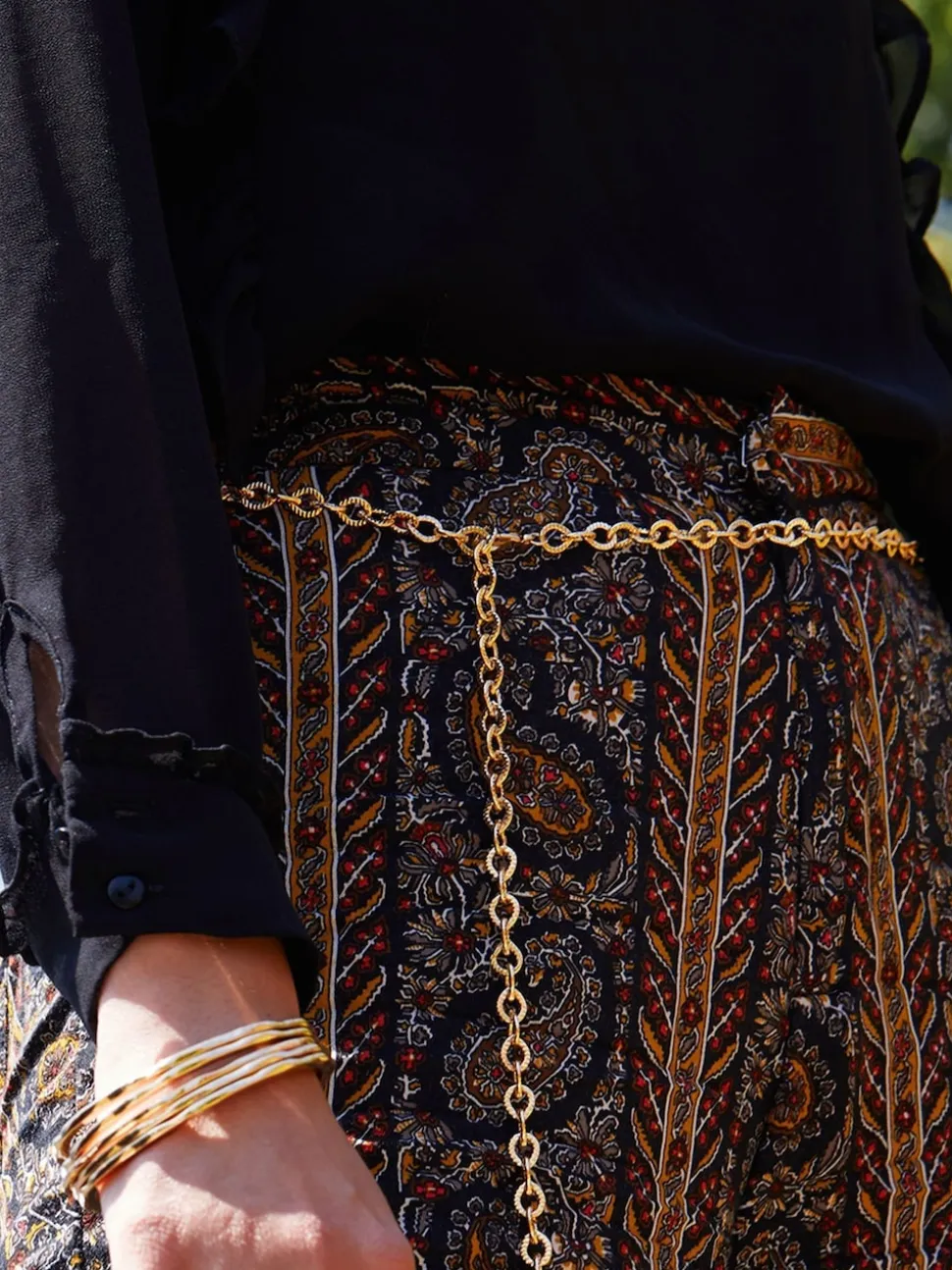 Mood Gold Polished Textured Chain Belt