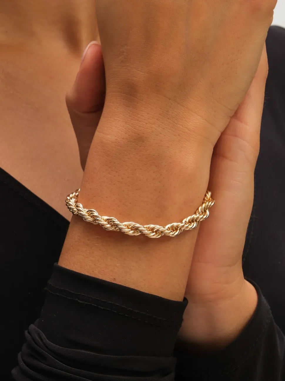 Mood Gold Tone Twisted Rope Necklace Bracelet Set