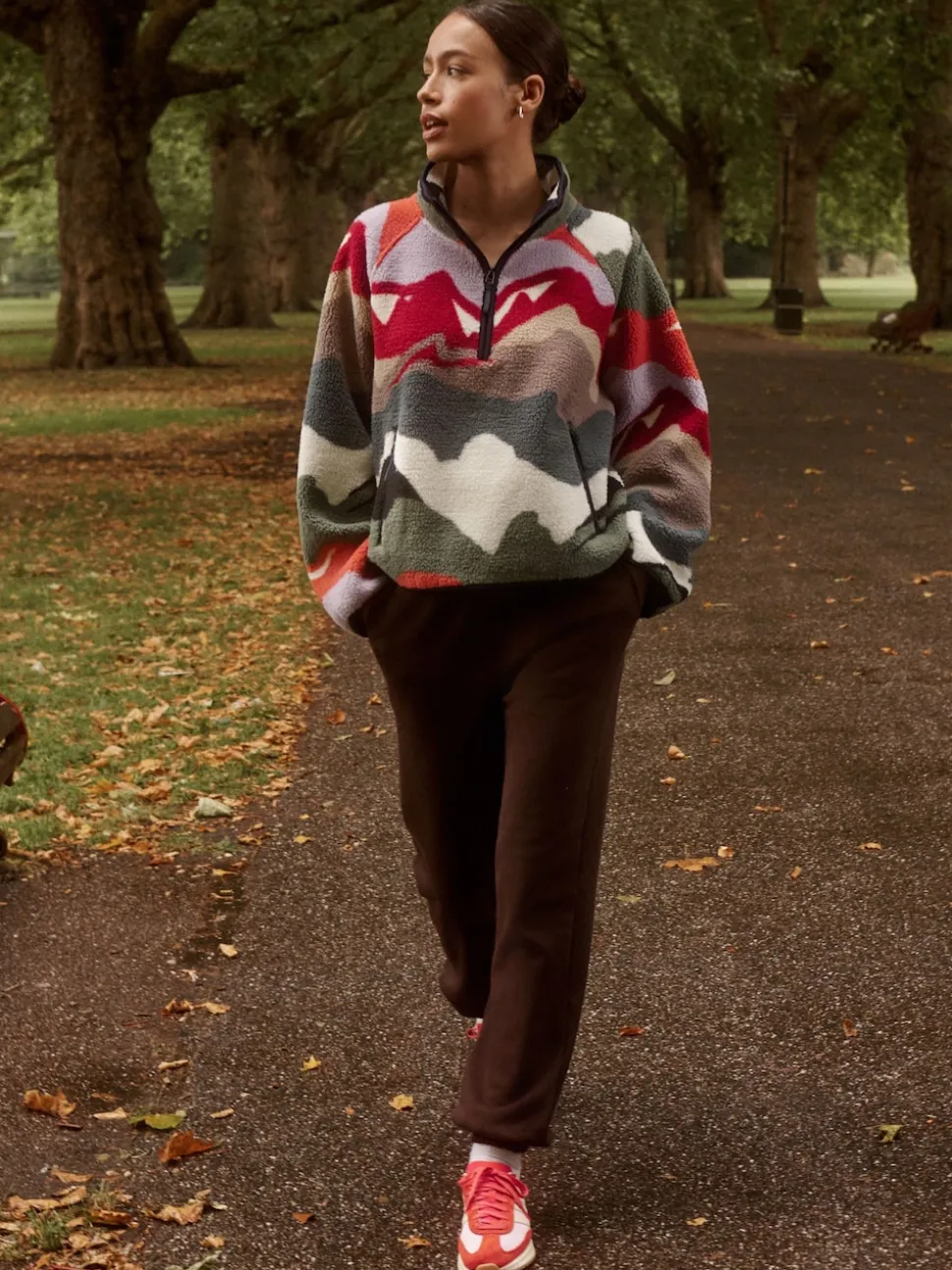 Mountain Print Active Printed Borg Jacket