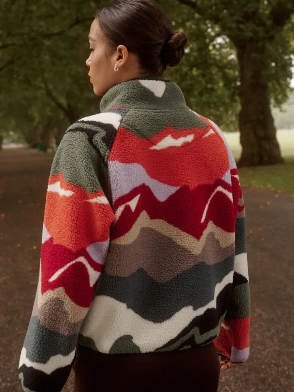 Mountain Print Active Printed Borg Jacket