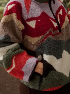 Mountain Print Active Printed Borg Jacket
