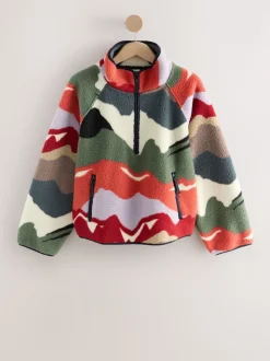 Mountain Print Active Printed Borg Jacket