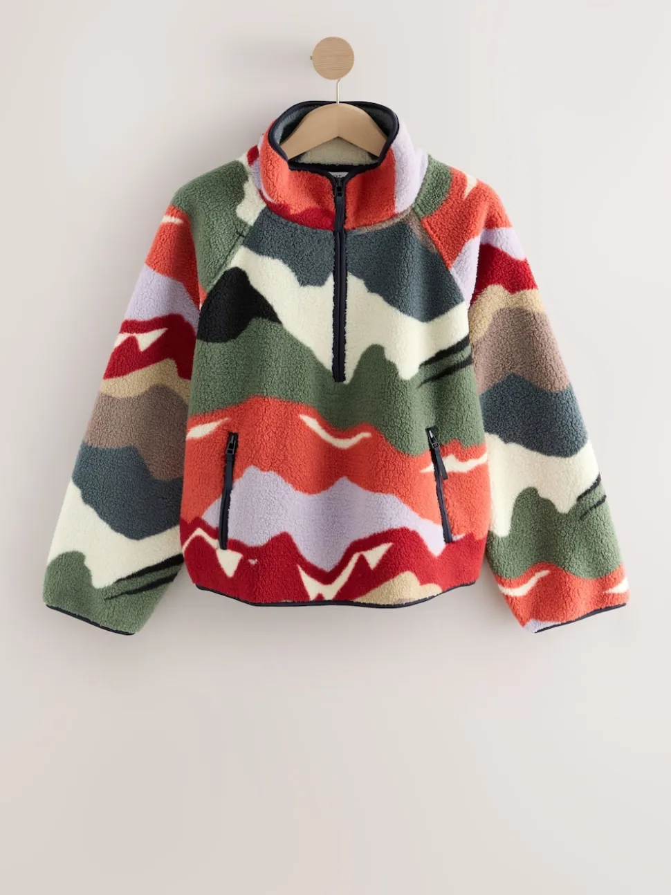 Mountain Print Active Printed Borg Jacket