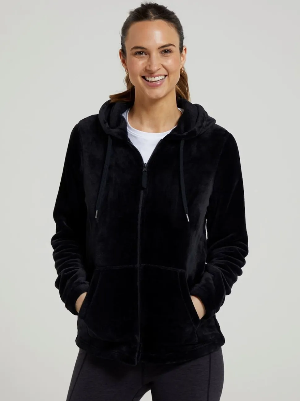 Mountain Warehouse Black Womens Snaggle Hooded Fleece