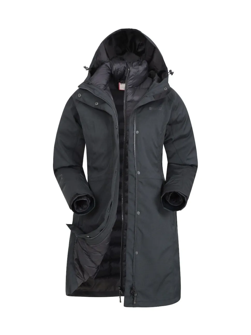 Mountain Warehouse Black Womens Alaskan 3-In-1 Waterproof Long Coat