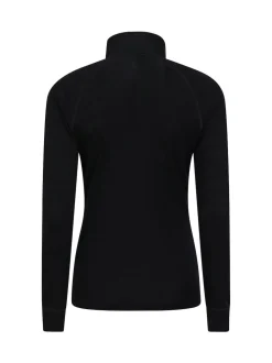 Mountain Warehouse Black Womens Merino Zip Neck Thermal Top