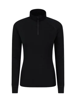 Mountain Warehouse Black Womens Merino Zip Neck Thermal Top