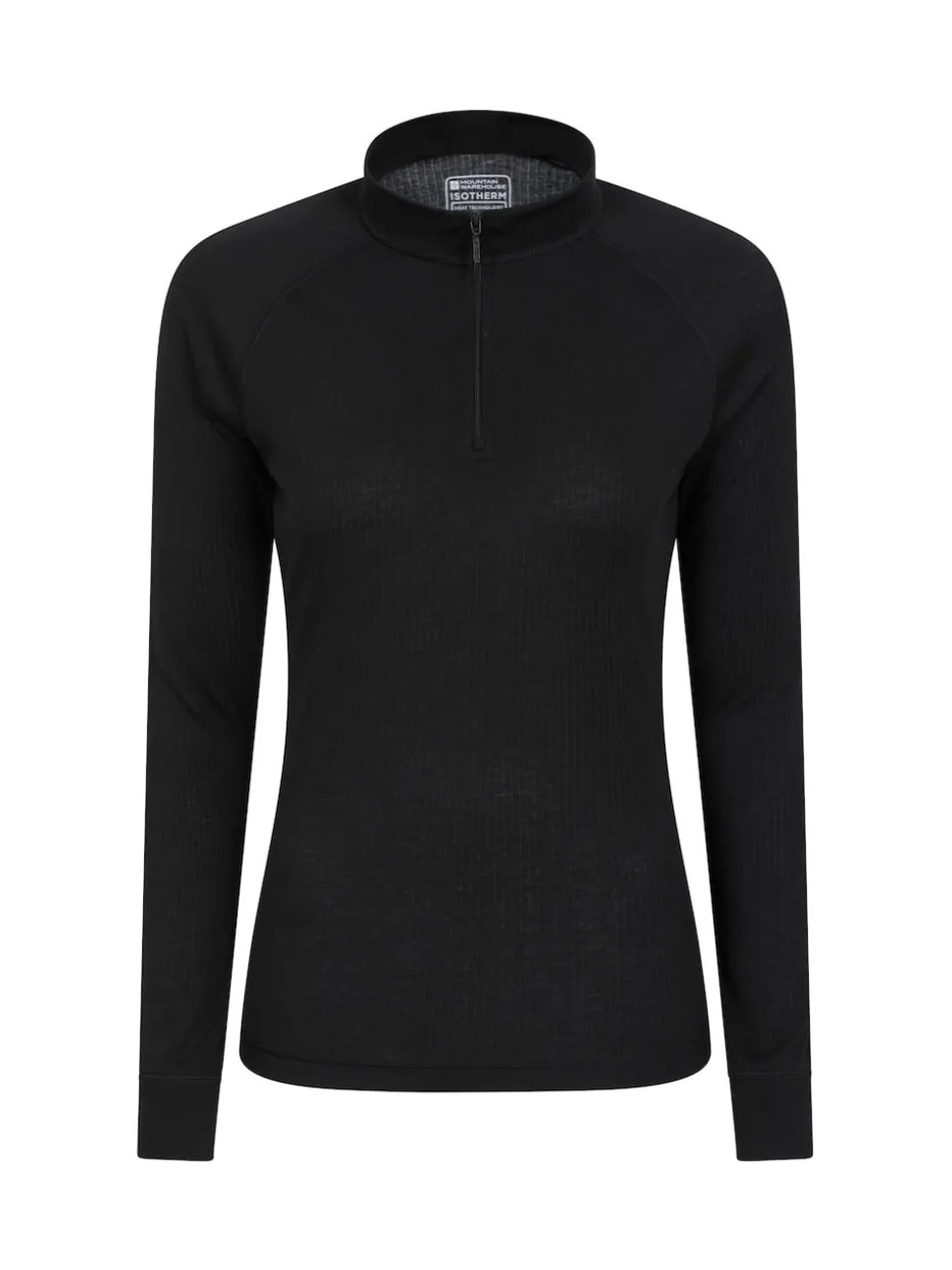Mountain Warehouse Black Talus Womens Zip Neck Thermal Top
