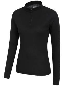 Mountain Warehouse Black Talus Womens Zip Neck Thermal Top