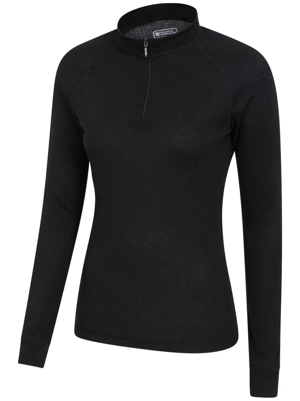 Mountain Warehouse Black Talus Womens Zip Neck Thermal Top