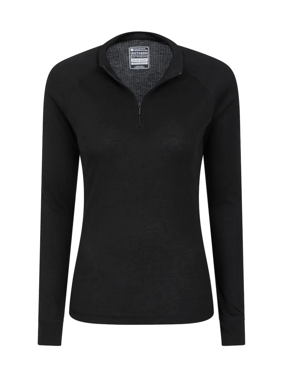 Mountain Warehouse Black Talus Womens Zip Neck Thermal Top