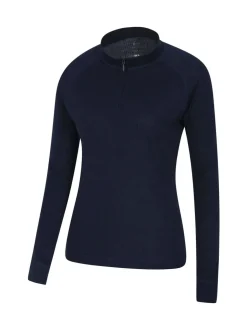 Mountain Warehouse Blue Talus Womens Zip Neck Thermal Top