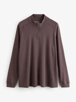Mountain Warehouse Brown Womens Merino Zip Neck Thermal Top