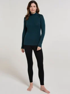 Mountain Warehouse Forest Green Womens Merino Zip Neck Thermal Top