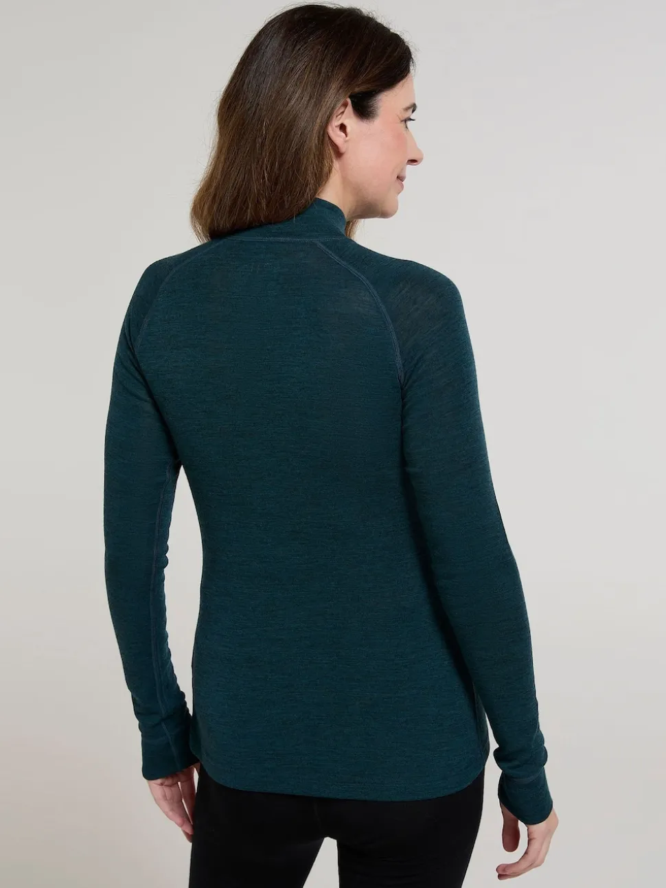 Mountain Warehouse Forest Green Womens Merino Zip Neck Thermal Top