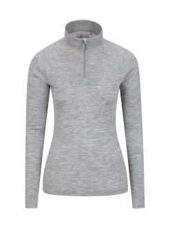 Mountain Warehouse Grey Womens Merino Zip Neck Thermal Top