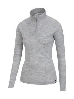 Mountain Warehouse Grey Womens Merino Zip Neck Thermal Top