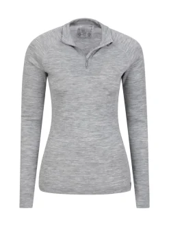 Mountain Warehouse Grey Womens Merino Zip Neck Thermal Top