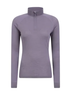 Mountain Warehouse Purple Womens Merino Zip Neck Thermal Top
