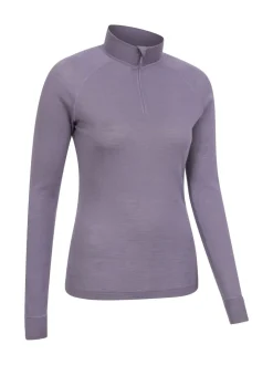 Mountain Warehouse Purple Womens Merino Zip Neck Thermal Top