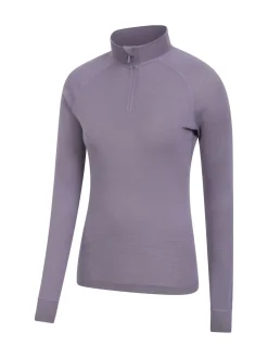 Mountain Warehouse Purple Womens Merino Zip Neck Thermal Top