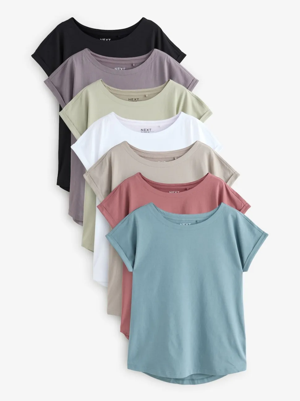 Multi Cap Sleeve 100% Cotton T-Shirts 7 Pack