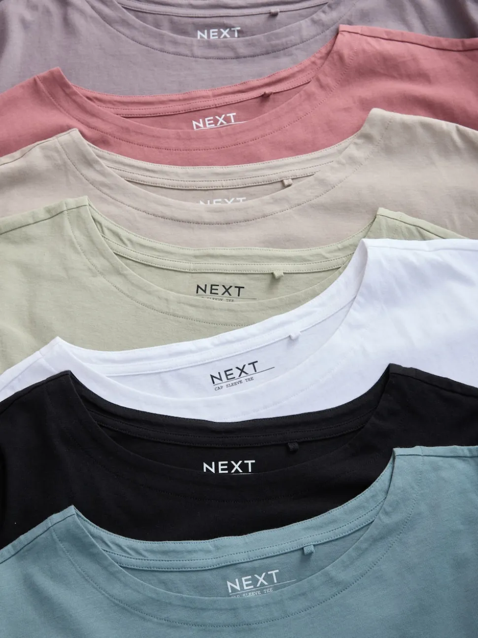 Multi Cap Sleeve 100% Cotton T-Shirts 7 Pack