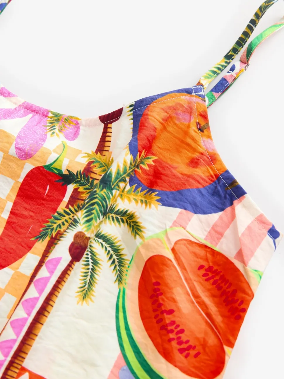 Multi Fruit Print Midi Slip Summer Dress
