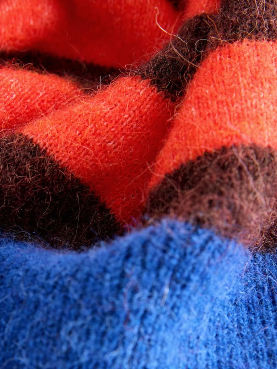 Multi Red/Blue Stripe Long Sleeve Crew Neck Jumper With Wool