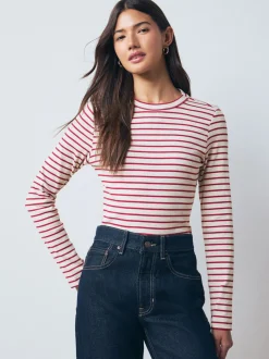 Multi/Striped 5 Pack Ribbed Long Sleeve T-Shirts