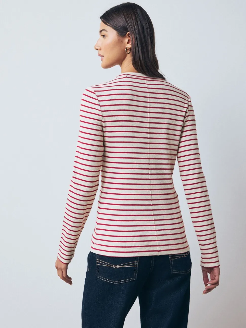 Multi/Striped 5 Pack Ribbed Long Sleeve T-Shirts