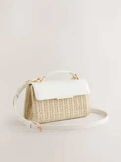 Natural Raffia Effect Top Handle Bag