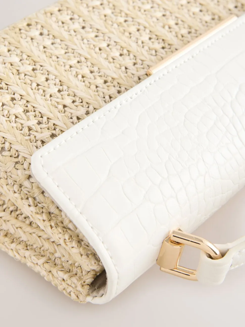 Natural Raffia Effect Top Handle Bag