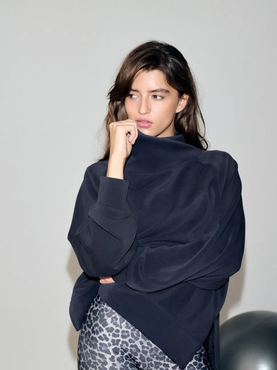 Navy Active Modal Supersoft Cowl Neck Jumper